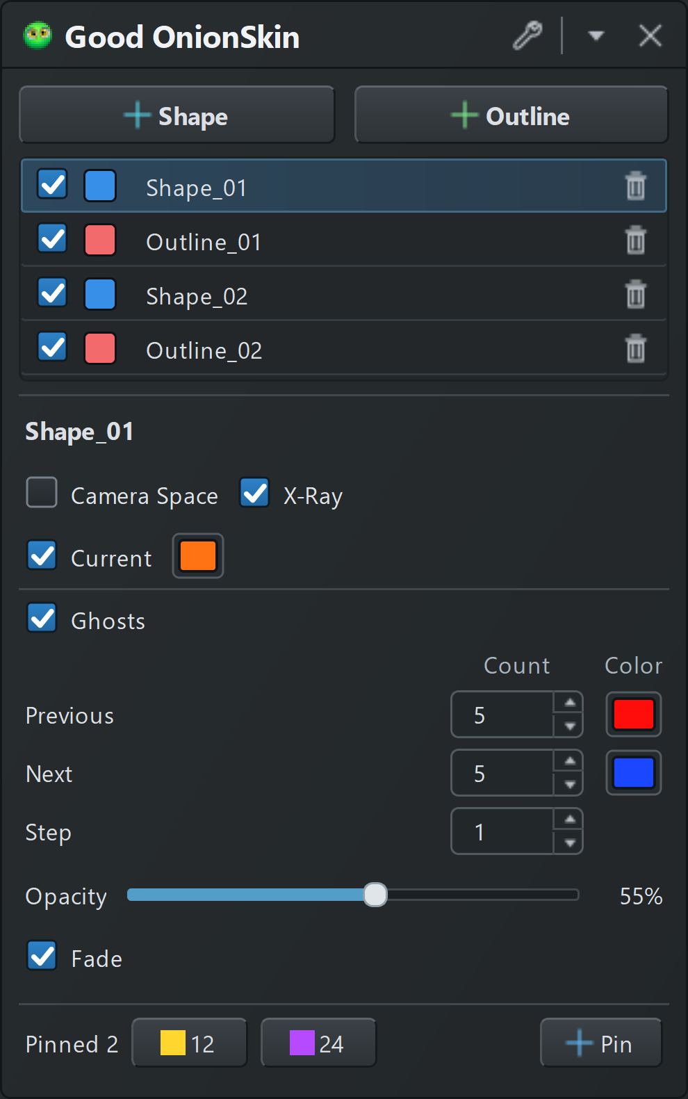 Good OnionSkin Shape interface