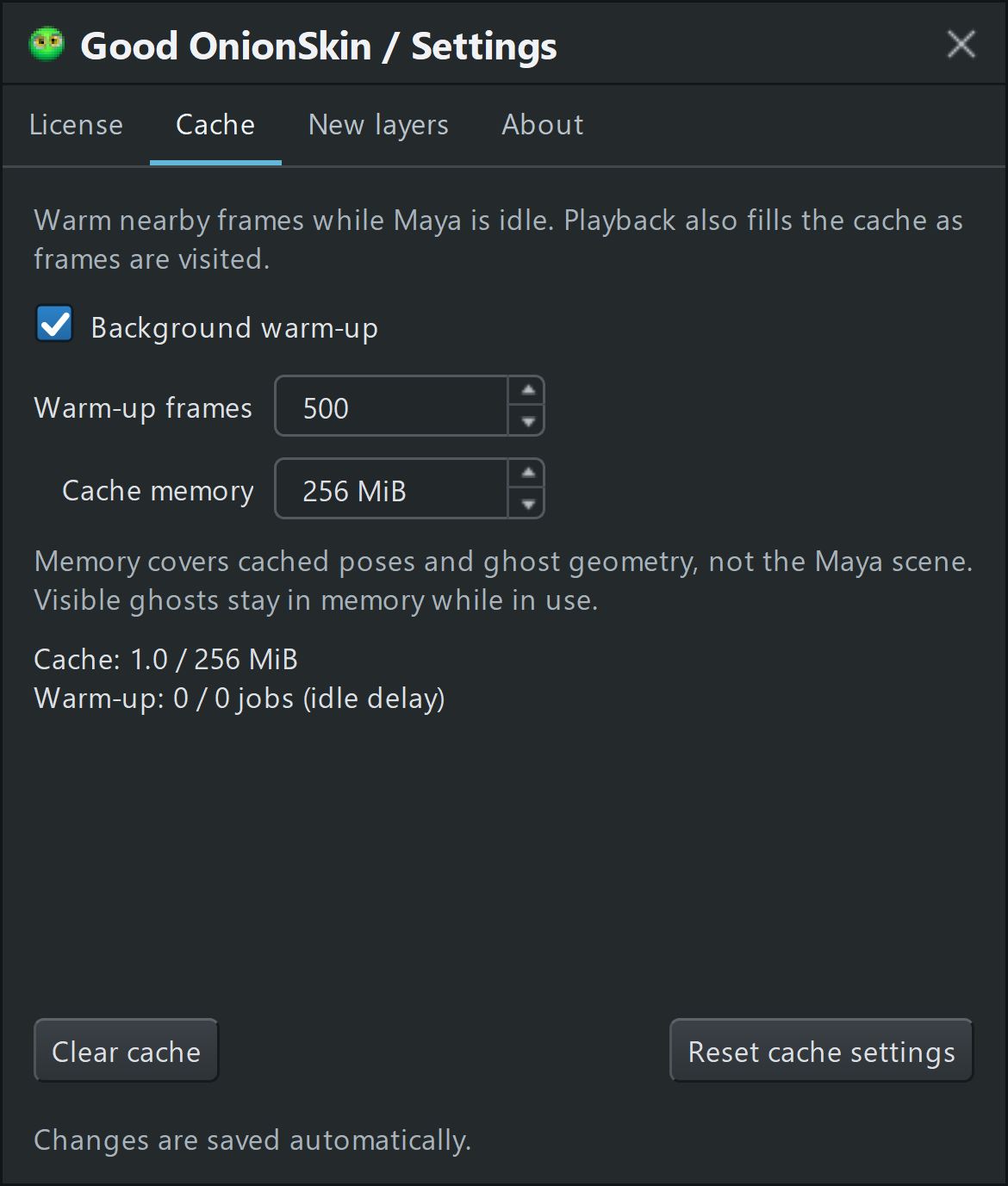 Good OnionSkin Cache interface